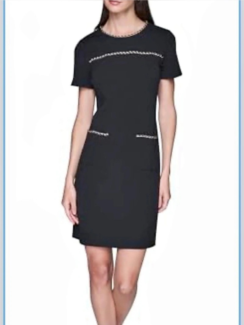 Karl Lagerfeld Embellished Scuba Crepe Sheath Dress, size 4,NWT